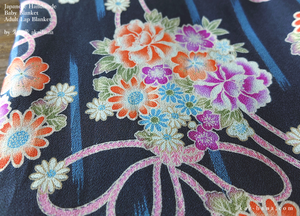 Baby Blanket/Adult Lap Blanket, Floral Kimono Print, 2 sizes ⦿blb0019