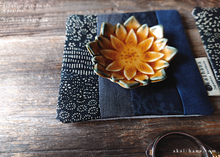 Load image into Gallery viewer, Upcycled Quilted Handmade Coasters, Black x Gray x Dark Blue ⦿cajf0015
