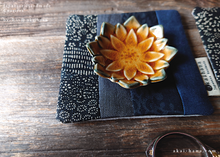 Load image into Gallery viewer, Upcycled Quilted Handmade Coasters, Black x Gray x Dark Blue ⦿cajf0015