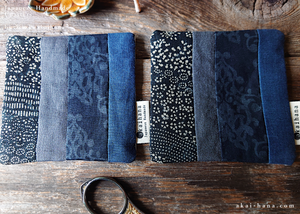 Upcycled Quilted Handmade Coasters, Black x Gray x Dark Blue ⦿cajf0015