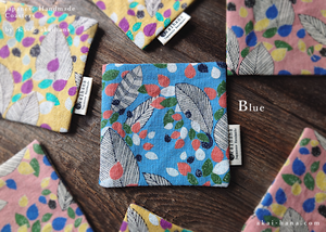 Japanese Handmade Coasters, Stroll, Blue, Pink and Mustard ⦿cajf0018-20