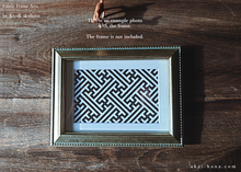 Load image into Gallery viewer, Tenugui Fabric Art with a Frame Mat, ready to frame, Sayagata 5" x 7" ⦿frmn0003