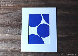 Tenugui Fabric Art with a Frame Mat, ready to frame, Mizutama Blue 8 x 10