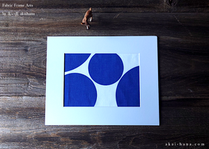 Tenugui Fabric Art with a Frame Mat, ready to frame, Mizutama Blue 8 x 10