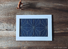Load image into Gallery viewer, Vintage Kimono Fabric Art with a Frame Mat, ready to frame, Sashiko 5" x 7" ⦿frmn0006