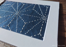 Load image into Gallery viewer, Vintage Kimono Fabric Art with a Frame Mat, ready to frame, Sashiko 5" x 7" ⦿frmn0006