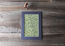 Load image into Gallery viewer, Vintage Kimono Obi Fabric Art with a Frame Mat, ready to frame, 5" x 7" ⦿frmn0009