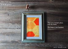 Load image into Gallery viewer, Vintage Kimono Fabric Art with a Frame Mat, Yellow Orange Kasuri, ready to frame, 5&quot; x 7&quot; ⦿frmn0010
