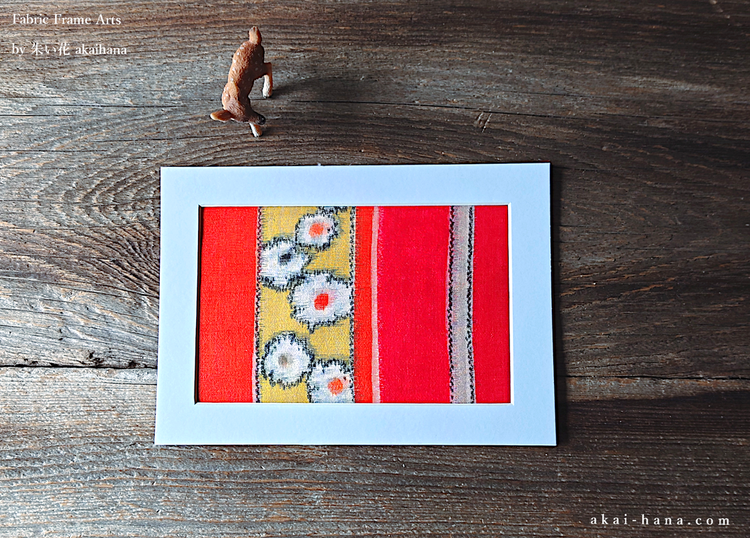 Vintage Kimono Fabric Art with a Frame Mat, ready to frame, 5
