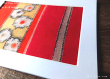 Load image into Gallery viewer, Vintage Kimono Fabric Art with a Frame Mat, ready to frame, 5&quot; x 7&quot; ⦿frmn0012

