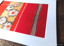 Load image into Gallery viewer, Vintage Kimono Fabric Art with a Frame Mat, ready to frame, 5" x 7" ⦿frmn0012