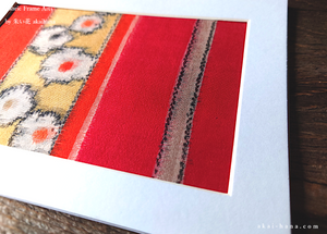 Vintage Kimono Fabric Art with a Frame Mat, ready to frame, 5" x 7" ⦿frmn0012