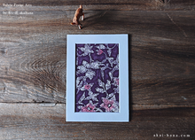 Load image into Gallery viewer, Vintage Kimono Fabric Art with a Frame Mat, ready to frame, 5" x 7" ⦿frmn0013