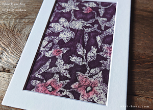 Vintage Kimono Fabric Art with a Frame Mat, ready to frame, 5" x 7" ⦿frmn0013