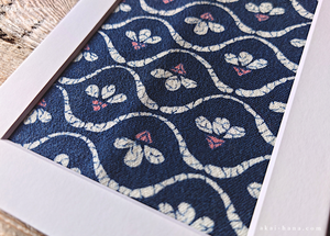 Vintage Kimono Fabric Art with a Frame Mat, ready to frame, 5" x 7" ⦿frmn0014