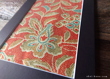 Load image into Gallery viewer, Vintage Kimono Fabric Art with a Frame Mat, ready to frame, 5" x 7" ⦿frmn0015