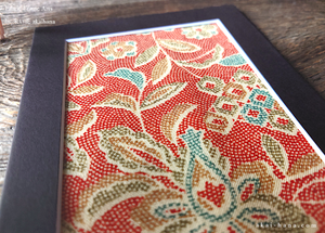 Vintage Kimono Fabric Art with a Frame Mat, ready to frame, 5" x 7" ⦿frmn0015