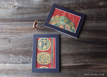 Load image into Gallery viewer, Vintage Kimono Obi Fabric Art with a Frame Mat, ready to frame, 5" x 7" ⦿frmn0016