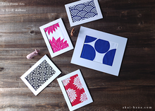 Load image into Gallery viewer, Tenugui Fabric Art with a Frame Mat, ready to frame, Seigaiha Wave 5" x 7" ⦿frmn0002