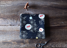 Load image into Gallery viewer, Furoshiki Reusable Fabric Wrap, Bandana, Kingyo Goldfish Black ⦿fsjf0037