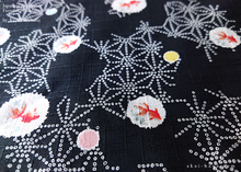 Load image into Gallery viewer, Furoshiki Reusable Fabric Wrap, Bandana, Kingyo Goldfish Black ⦿fsjf0037