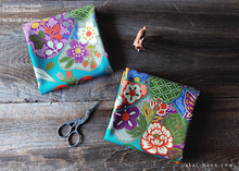 Load image into Gallery viewer, Furoshiki Reusable Fabric Wrap, Bandana, Teal Floral Kimono ⦿fsjf0038