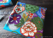 Load image into Gallery viewer, Furoshiki Reusable Fabric Wrap, Bandana, Teal Floral Kimono ⦿fsjf0038