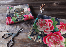 Load image into Gallery viewer, Furoshiki Reusable Fabric Wrap, Bandana, Black Floral Kimono ⦿fsjf0039