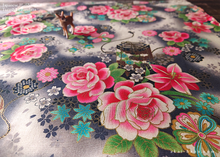 Load image into Gallery viewer, Furoshiki Reusable Fabric Wrap, Bandana, Black Floral Kimono ⦿fsjf0039