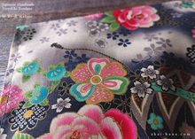 Load image into Gallery viewer, Furoshiki Reusable Fabric Wrap, Bandana, Black Floral Kimono ⦿fsjf0039

