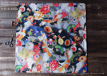 Load image into Gallery viewer, Furoshiki Reusable Fabric Wrap, Bandana, Cranes and Flowers Kimono ⦿fsjf0042