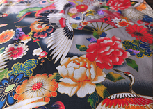 Load image into Gallery viewer, Furoshiki Reusable Fabric Wrap, Bandana, Cranes and Flowers Kimono ⦿fsjf0042