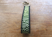 Load image into Gallery viewer, Japanese Cotton Wristlet Keychains, Seigaiha (Waves) Dark Green ⦿kfjp0001
