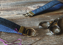 Load image into Gallery viewer, Vintage Kimono Wristlet Keychains with One Stitch, Kanoko Navy ⦿kfvk0001