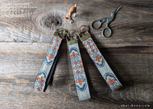 Load image into Gallery viewer, Vintage Kimono Wristlet Keychains, Champagne Gold Obi ⦿kfvk0005