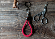Load image into Gallery viewer, Handcrafted Chirimen Key Chains, Red x Antique Gold ⦿khcr0001