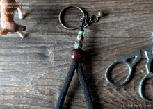 Load image into Gallery viewer, Handcrafted Chirimen Key Chains, Black x Antique Gold ⦿khcr0002