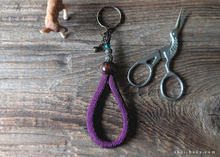 Load image into Gallery viewer, Handcrafted Chirimen Key Chains, Purple x Antique Gold ⦿khcr0003