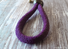 Load image into Gallery viewer, Handcrafted Chirimen Key Chains, Purple x Antique Gold ⦿khcr0003