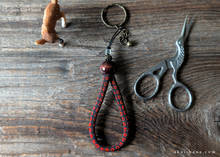 Load image into Gallery viewer, Handcrafted Chirimen Key Chains, Kanoko Red x Black ⦿khcr0004