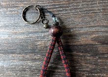 Load image into Gallery viewer, Handcrafted Chirimen Key Chains, Kanoko Red x Black ⦿khcr0004