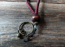 Load image into Gallery viewer, Handcrafted Chirimen Key Chains, Kanoko Red x Black ⦿khcr0004