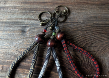 Load image into Gallery viewer, Handcrafted Chirimen Key Chains, Seigaiha Black x Gold ⦿khcr0006