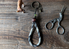 Load image into Gallery viewer, Handcrafted Chirimen Key Chains, Hakatajima Black x White ⦿khcr0005