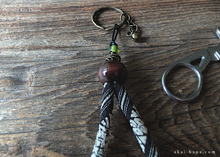 Load image into Gallery viewer, Handcrafted Chirimen Key Chains, Hakatajima Black x White ⦿khcr0005