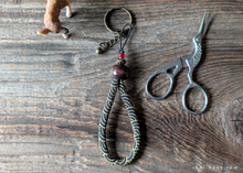 Load image into Gallery viewer, Handcrafted Chirimen Key Chains, Seigaiha Black x Gold ⦿khcr0006