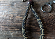 Load image into Gallery viewer, Handcrafted Chirimen Key Chains, Seigaiha Black x Gold ⦿khcr0006