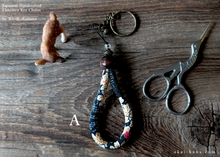 Load image into Gallery viewer, Handcrafted Chirimen Key Chains, Floral Kimono patterns x Antique Gold ⦿khcr0007-12