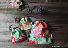 Load image into Gallery viewer, Wagara Kinchaku Drawstring Purse, 2 sizes ⦿kpjf0005