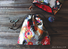 Load image into Gallery viewer, Wagara Kinchaku Drawstring Purse Large W22cm x H25cm (8 3/4" x 9 3/4") ⦿kpjf0006